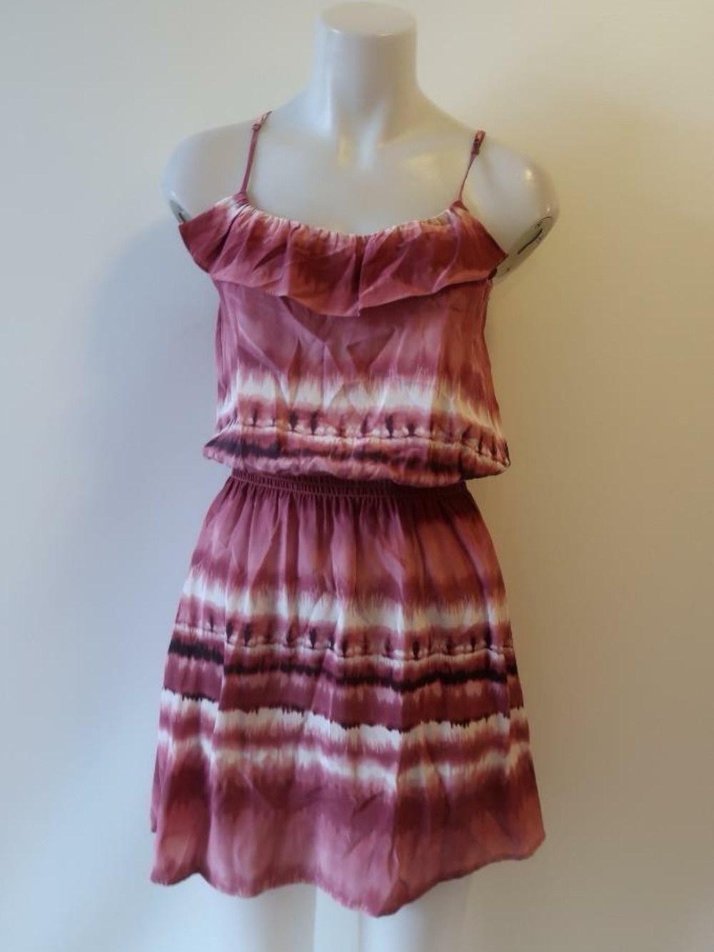 Scoop NYC mauve tie-dye silk mini dress